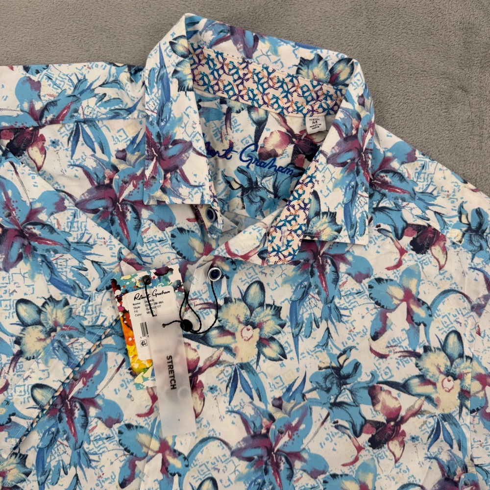 Robert Graham Mens M Classic Fit Stretch Floral Orchid Button Down Shirt NWT